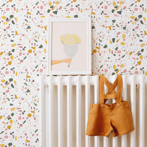 Carta da parati effetto terrazzo primaverile