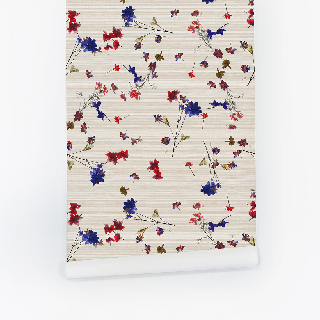 Colorful Wildflower Meadow Grasscloth Wallpaper