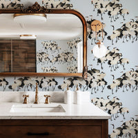 Crane Art Deco Wallpaper in Rain