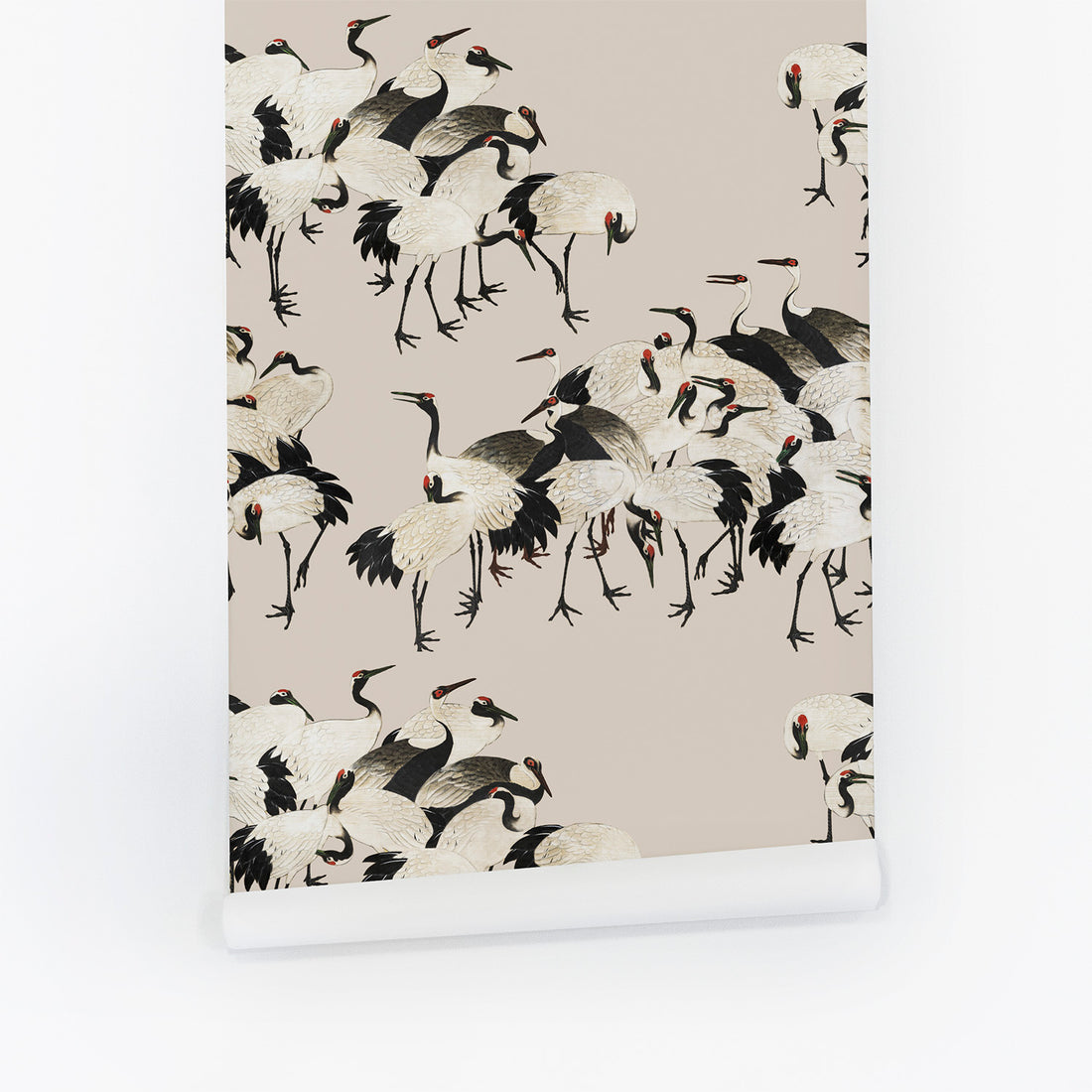 Crane Art Deco Wallpaper in Hazelnut