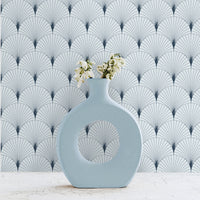 Blue Delicate Scallop Wallpaper