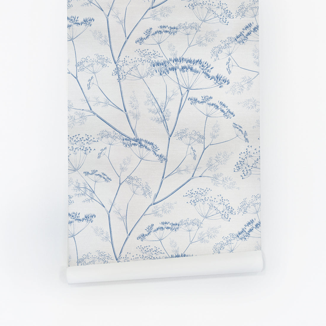 Denim Blue Botanical Wildflower Silk Wallpaper