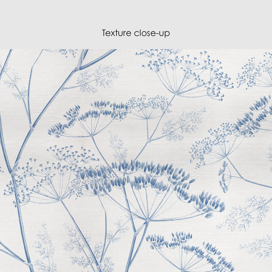 Denim Blue Botanical Wildflower Silk Wallpaper