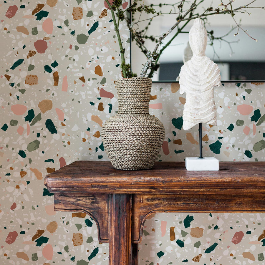 Earth Tone Terrazzo Wallpaper