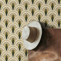Earthy Art Deco Floral Wallpaper
