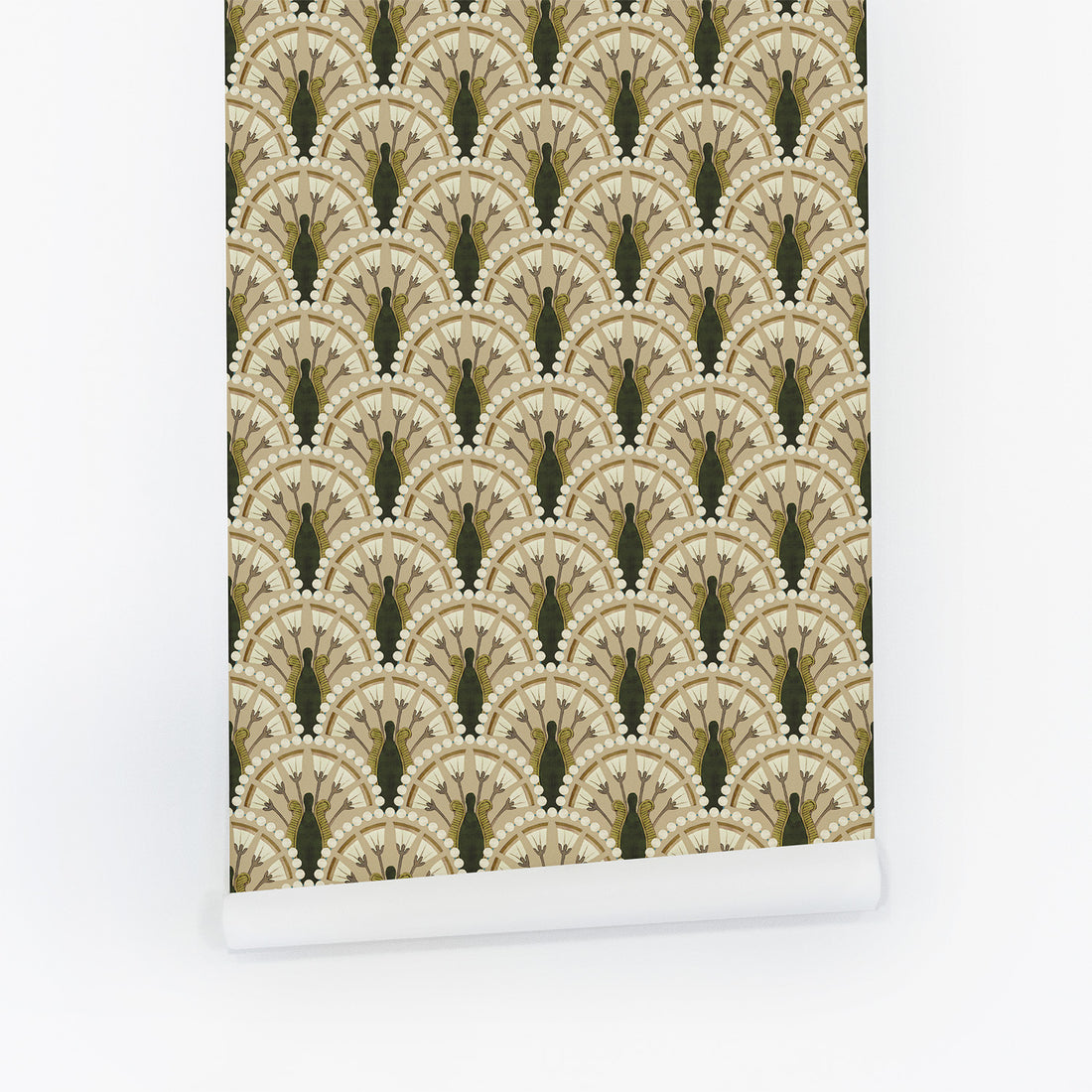 Earthy Art Deco Floral Wallpaper