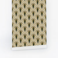 Earthy Art Deco Floral Wallpaper