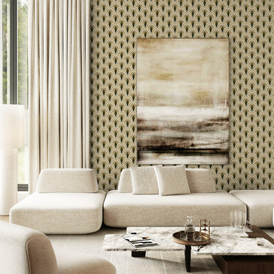 Earthy Art Deco Floral Wallpaper