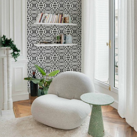 Tribal print wallpaper in black and white