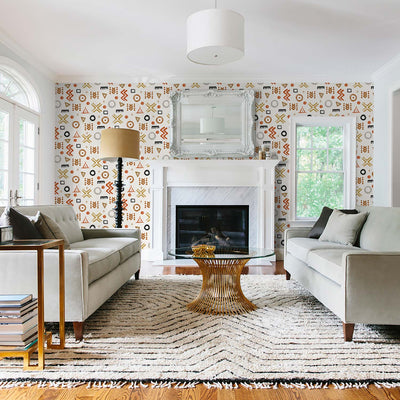 Neutral Decorative Symbols Print Wallpaper
