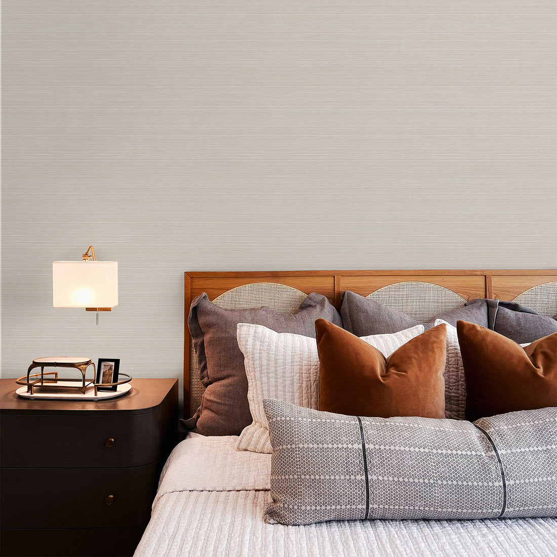 Fog Grey Grasscloth Wallpaper
