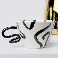 Handmade Porcelain Cup "Funky Lines"