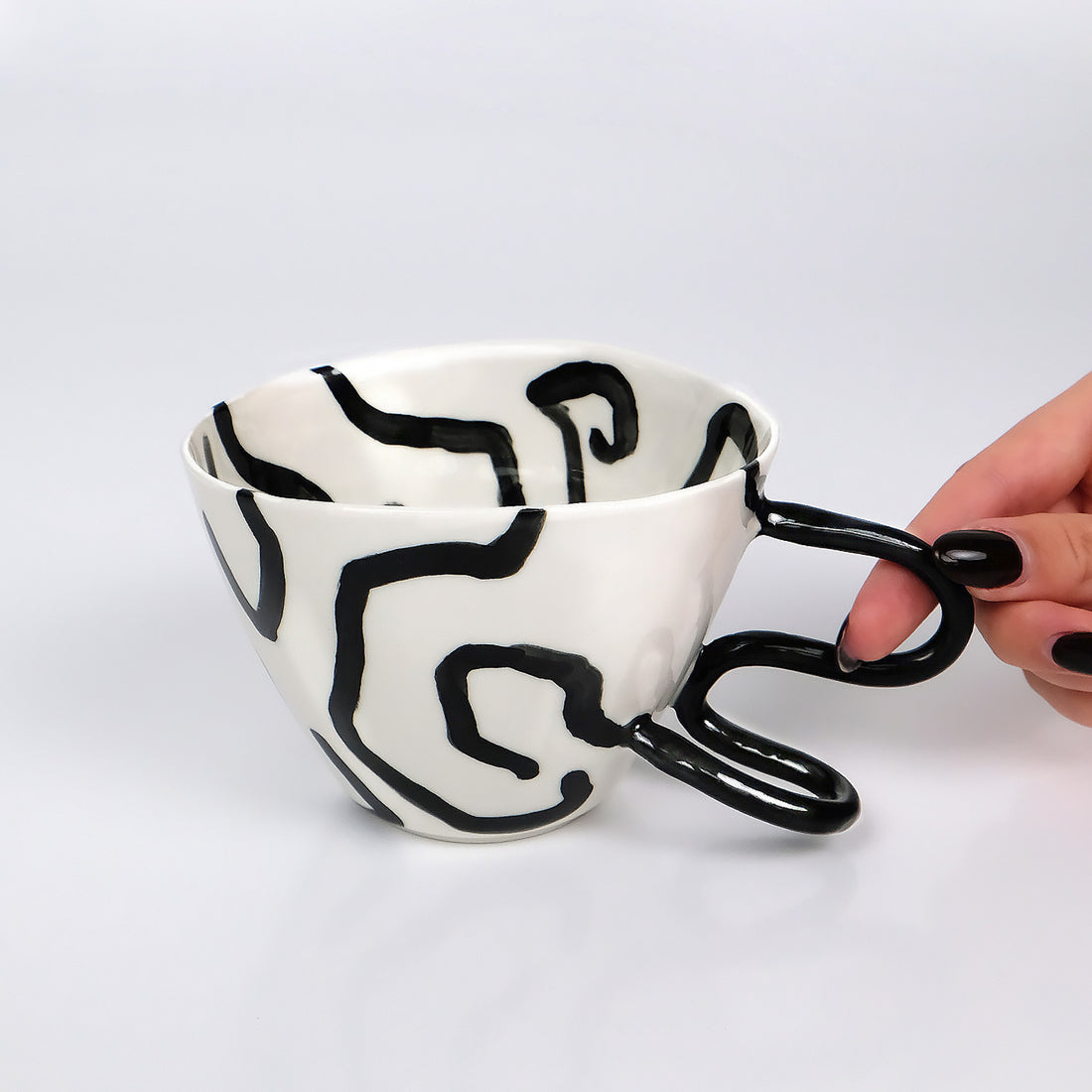 Handmade Porcelain Cup "Funky Lines"