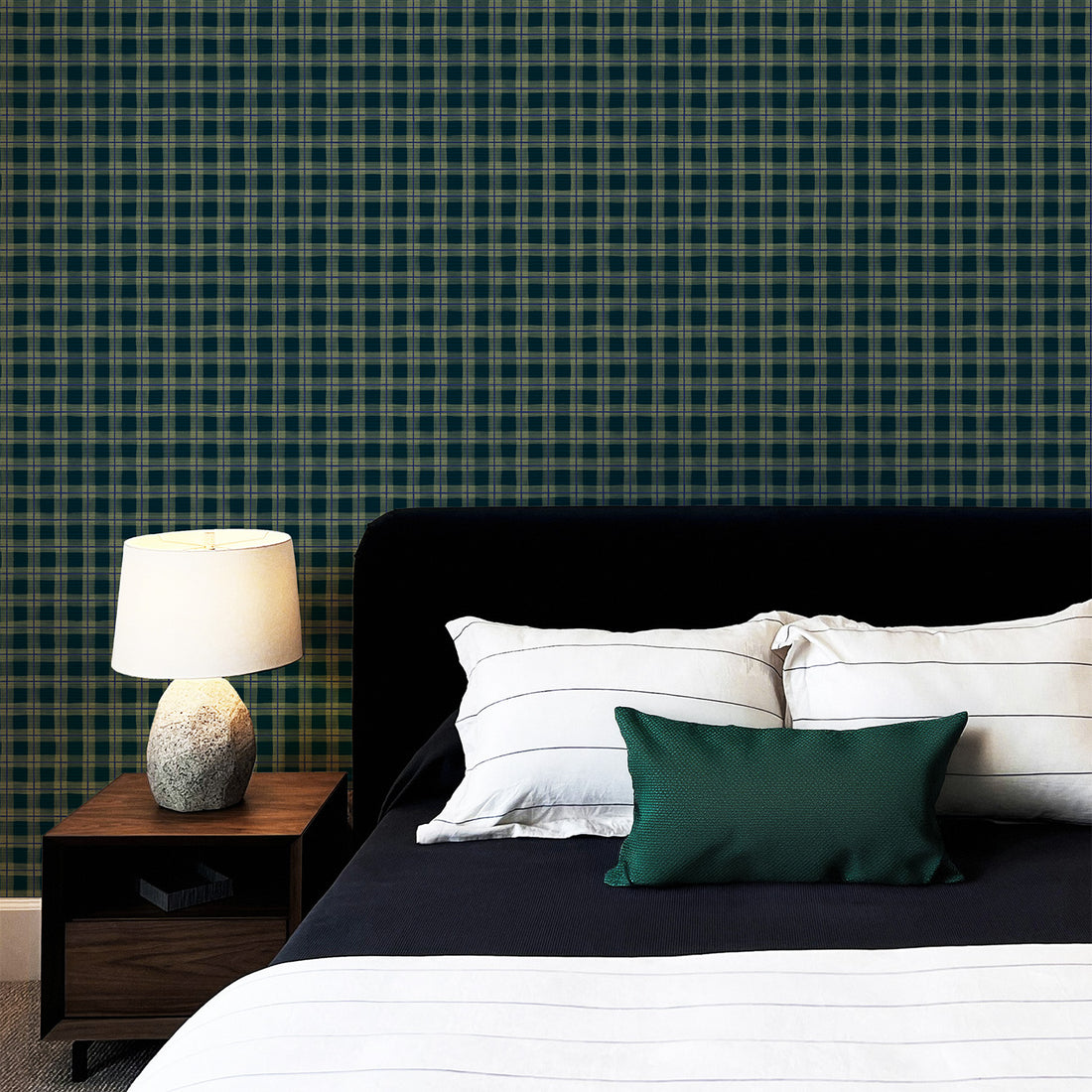 Gingham Plaid Grasscloth Wallpaper