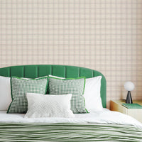 Gingham Plaid Grasscloth Wallpaper In Pink