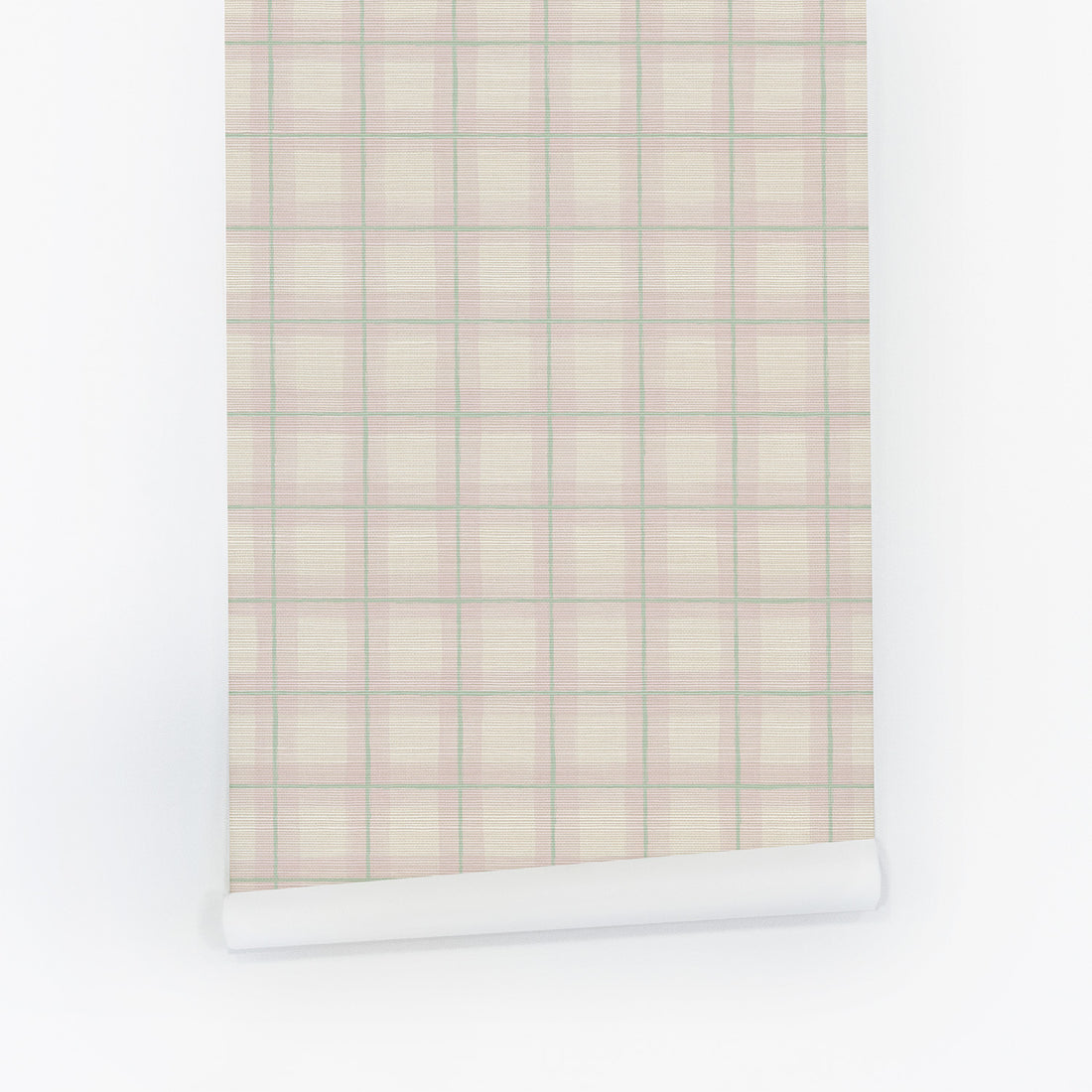 Gingham Plaid Grasscloth Wallpaper In Pink
