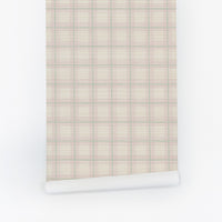 Gingham Plaid Grasscloth Wallpaper In Pink