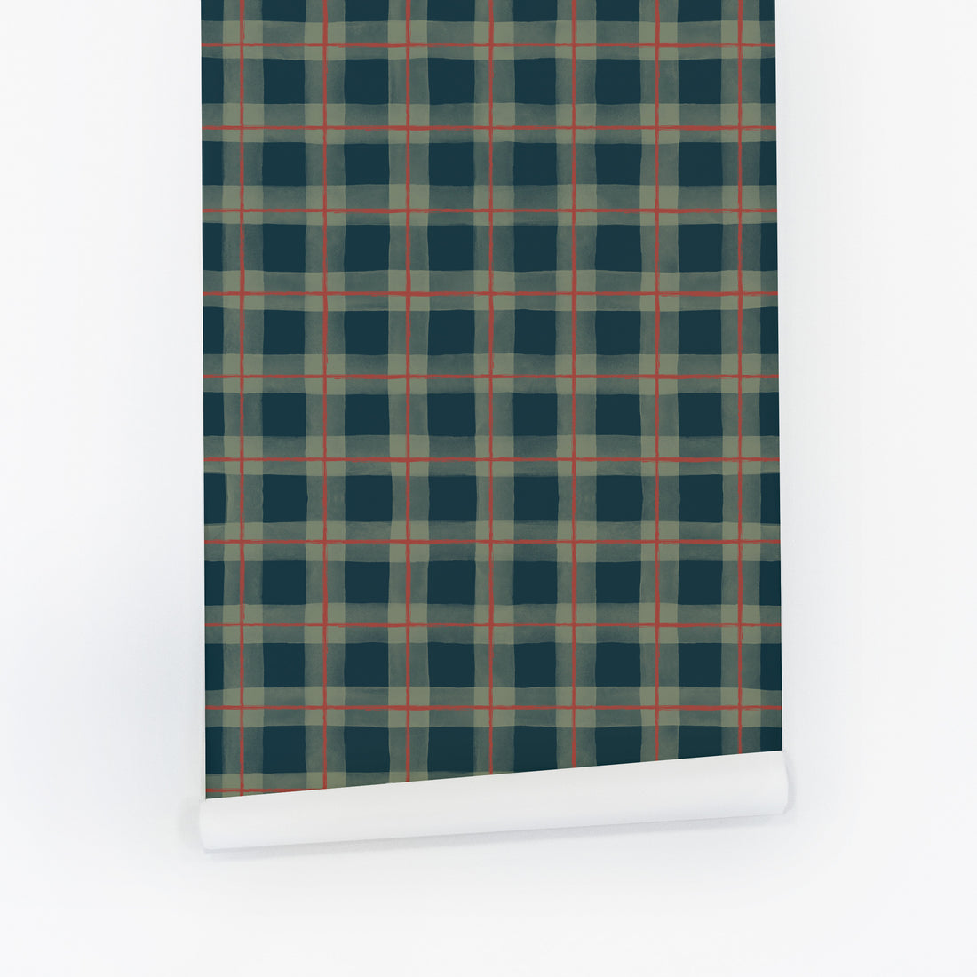 Green Gingham Plaid Wallpaper