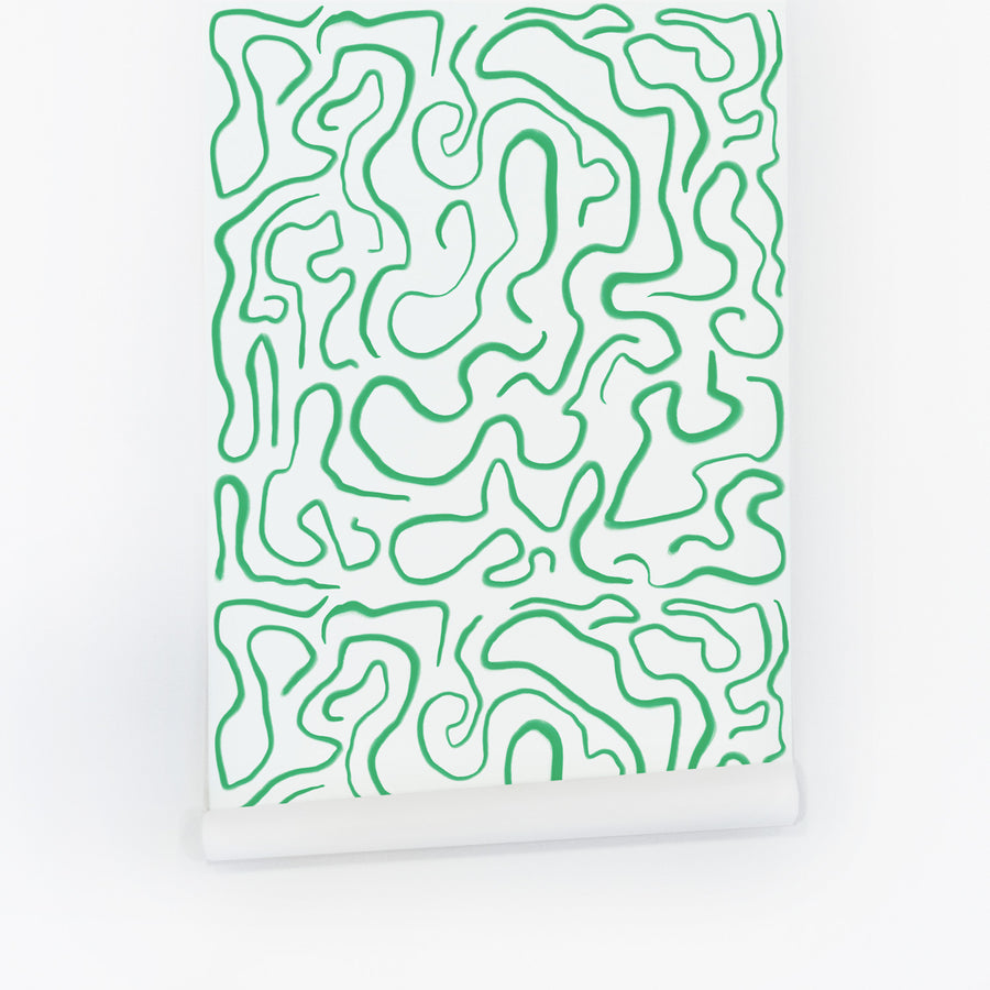 Green Abstract Funky Lines Wallpaper