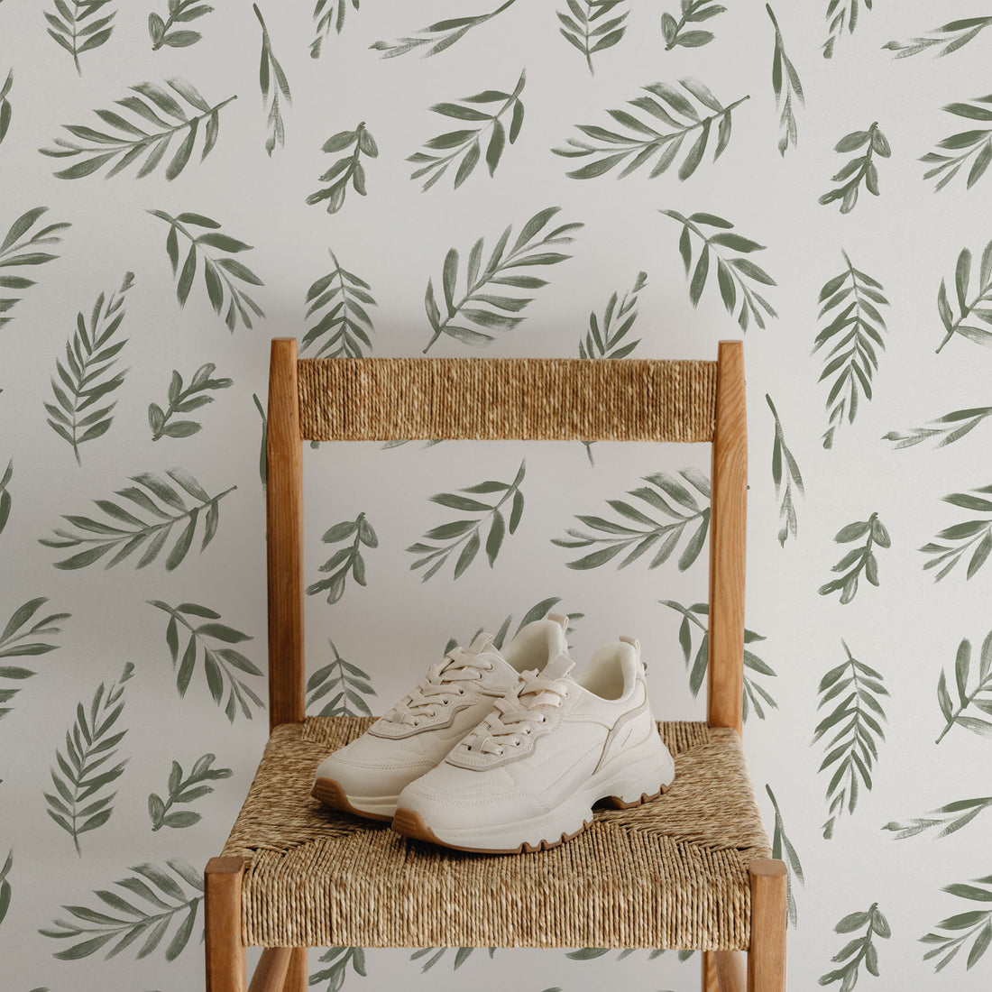 Olive Green Palm Leaves Wallpaper