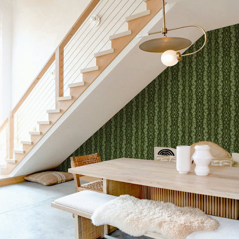 Green Snakeskin Silk Wallpaper