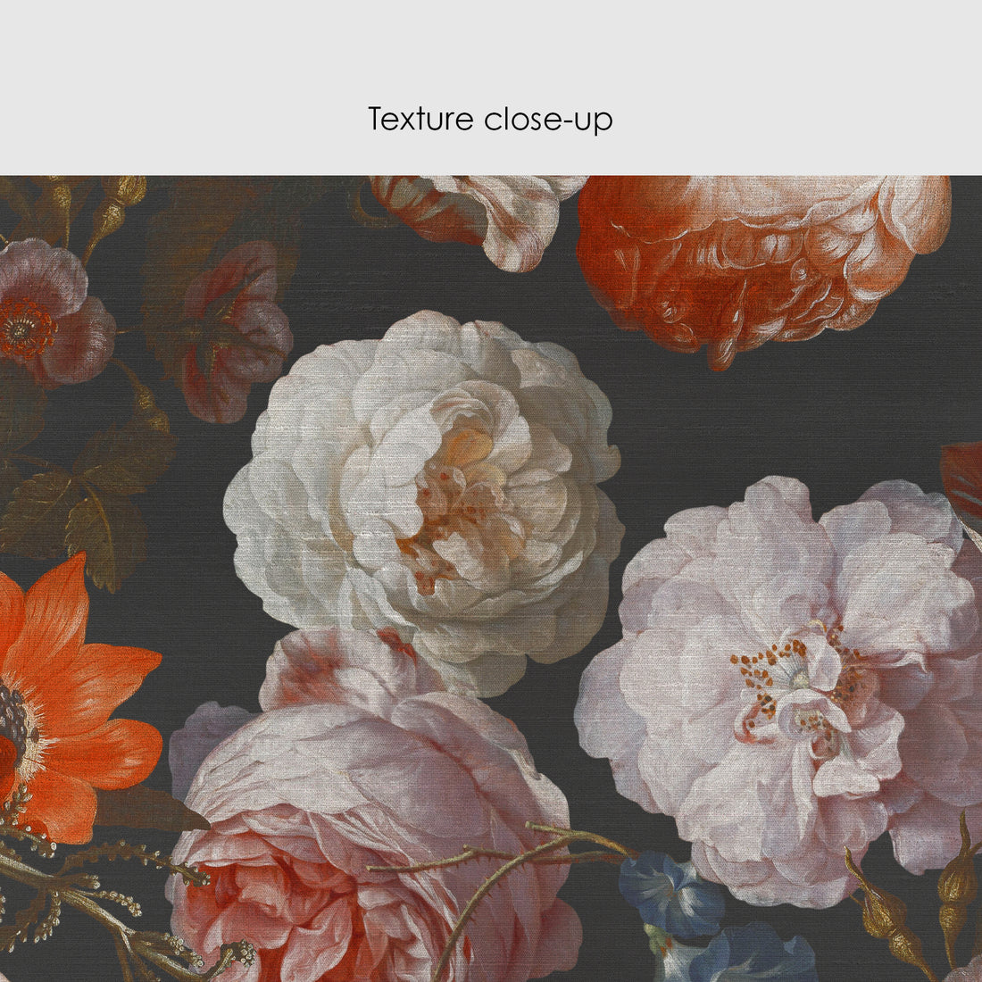 Grey Vintage Flower Bouquet Silk Wallpaper
