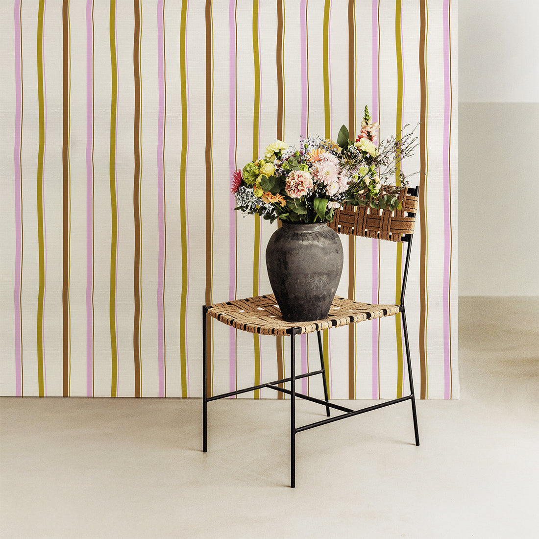 Hand Drawn Stripes Silk Wallpaper