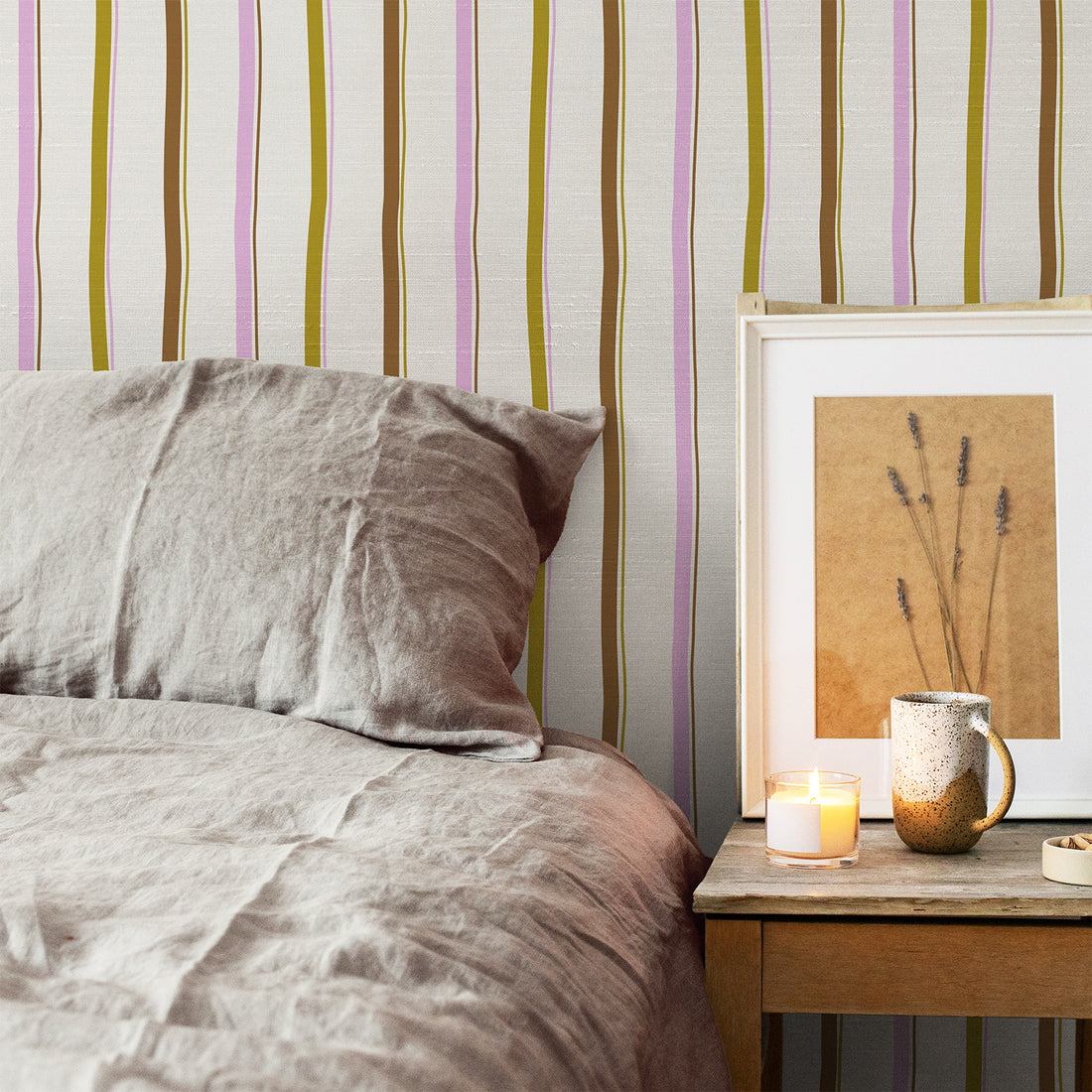 Hand Drawn Stripes Silk Wallpaper