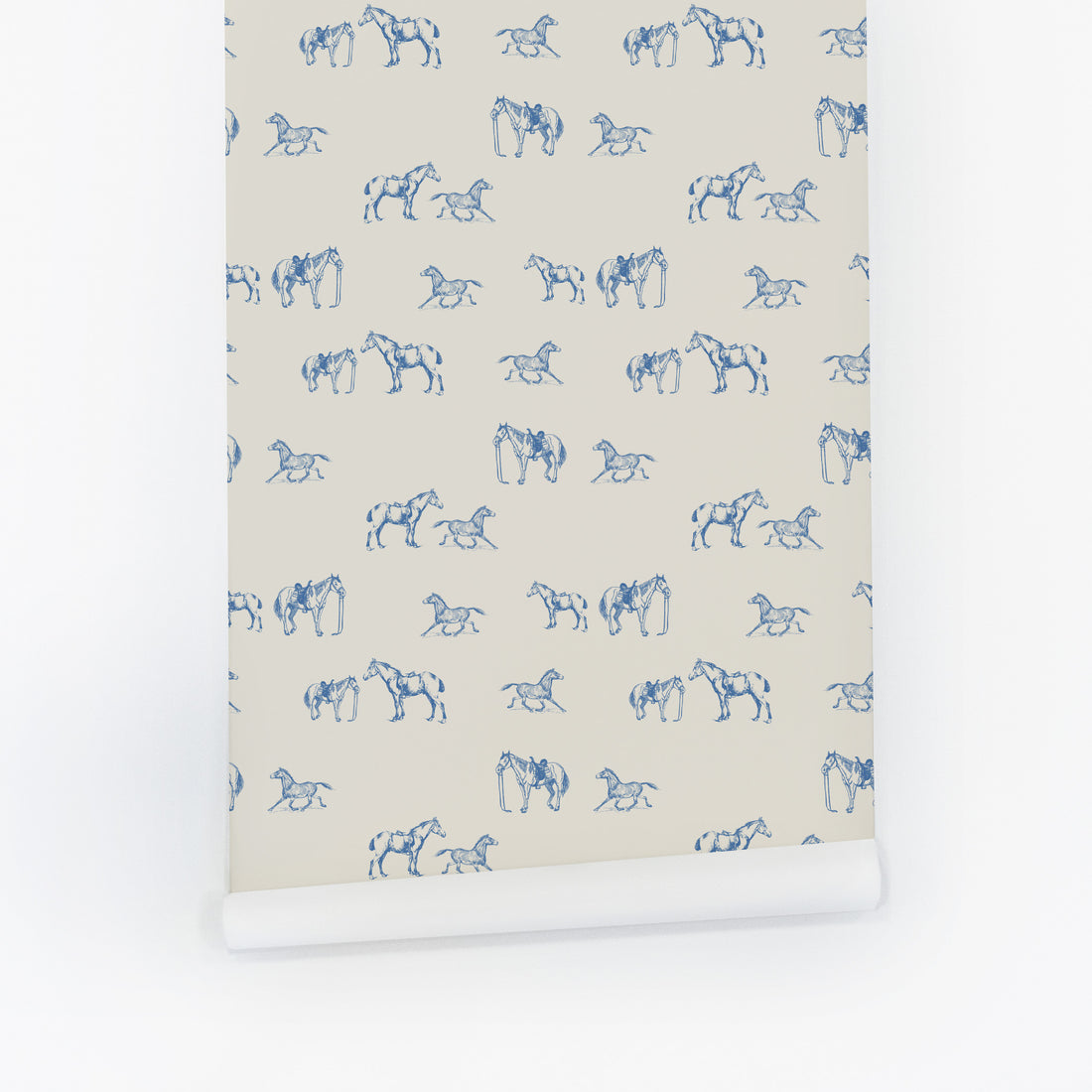 Horse Pattern Wallpaper in Blue
