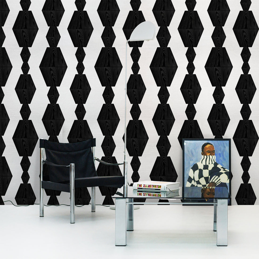 Infinity Wood Block Design Silk Wallpaper