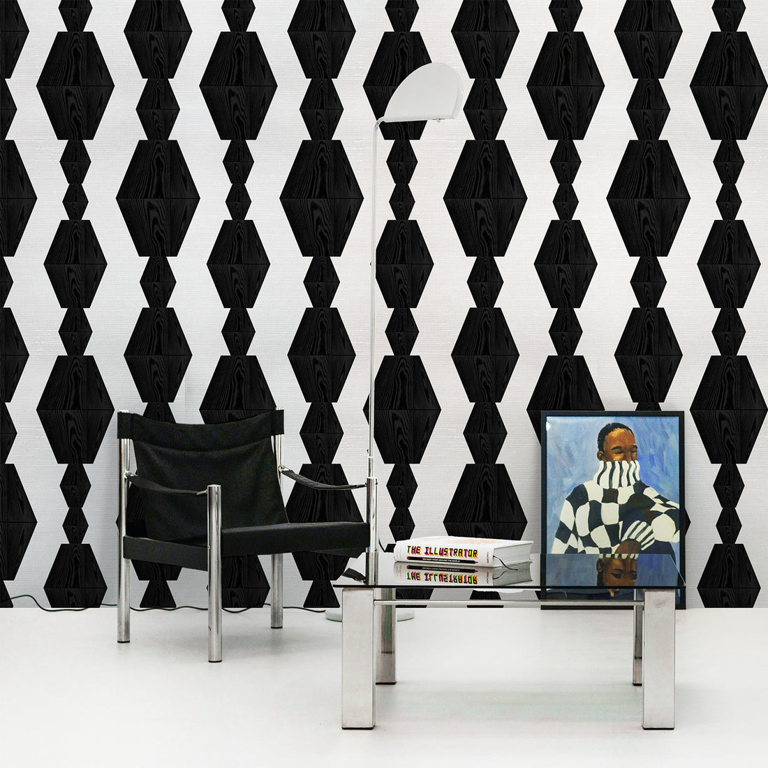 Infinity Wood Block Design Silk Wallpaper