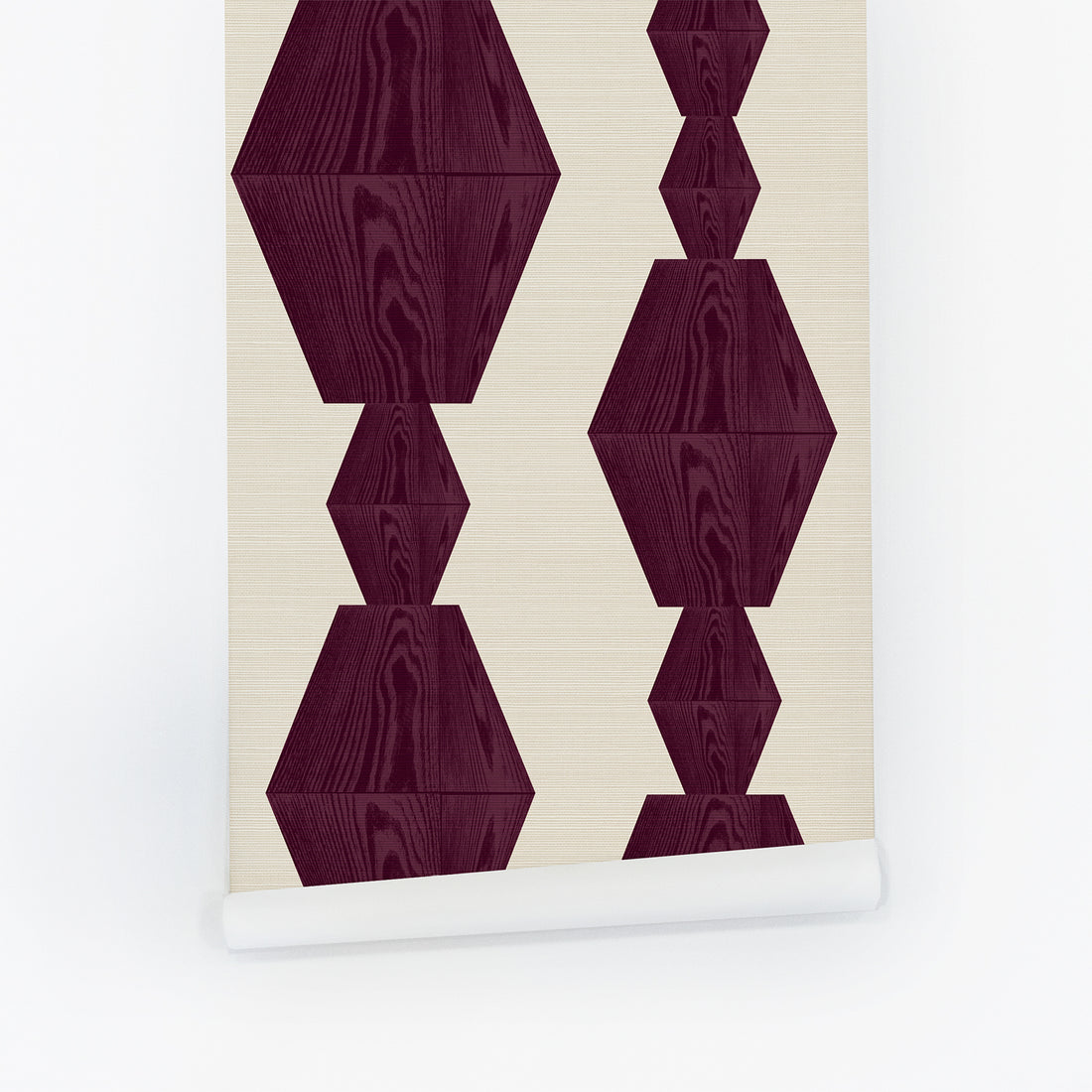 Infinity Wood Block Grasscloth Wallpaper in Plum