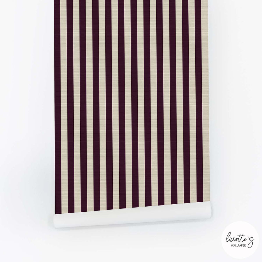 Jewel Red Classic Stripes Grasscloth Wallpaper