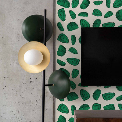 Green Abstract Oysters Design Wallpaper