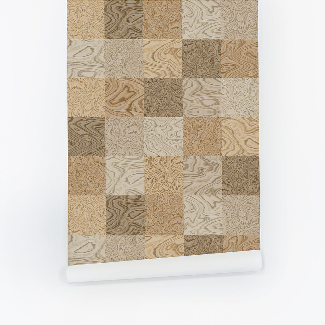 Light Wood Mosaic Print Wallpaper