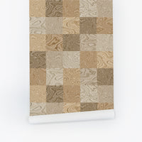 Light Wood Mosaic Print Wallpaper