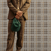 Brown Houndstooth Plaid Grasscloth Wallpaper