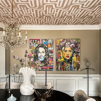 Hazelnut Color Paintbrush Maze © Ceiling Wallpaper