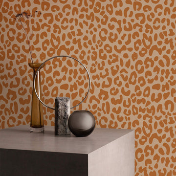 Modern hermes inspired cheetah print wallpaper