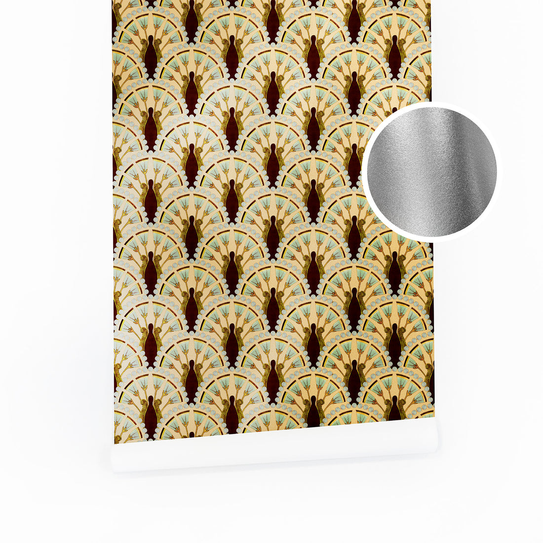 Metallic Art Deco Floral Wallpaper