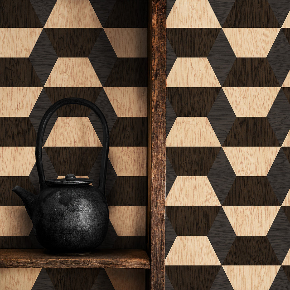 Mid-Century Wooden Mosaic Wallpaper