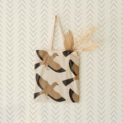 Cream Scandinavian wallpaper with gray arrow chevron mark pattern