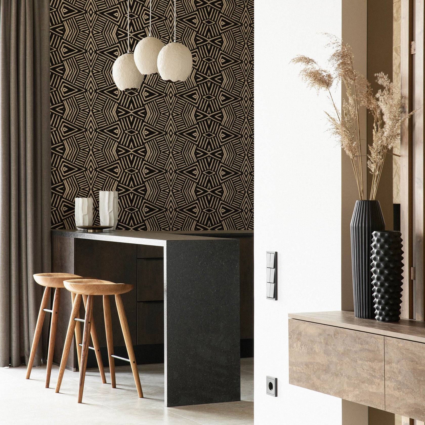 African print removable wallpaper & traditional wallpaper Livettes Livettes Wallpaper
