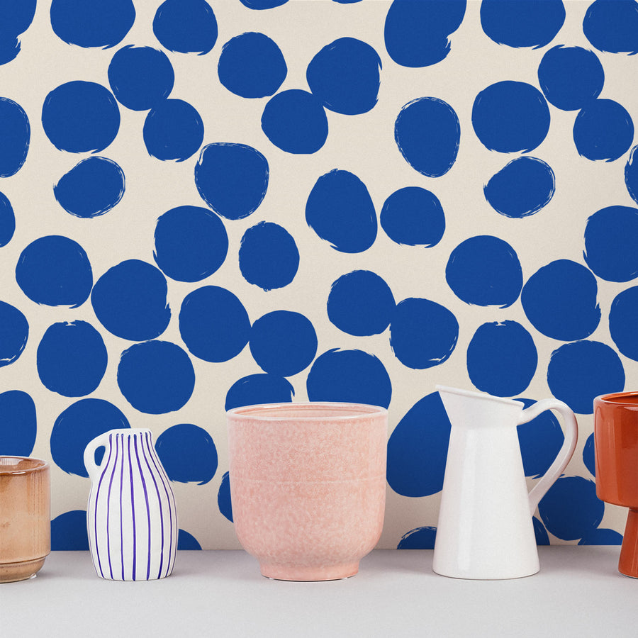 modern royal blue design wallpaper with watercolor spots