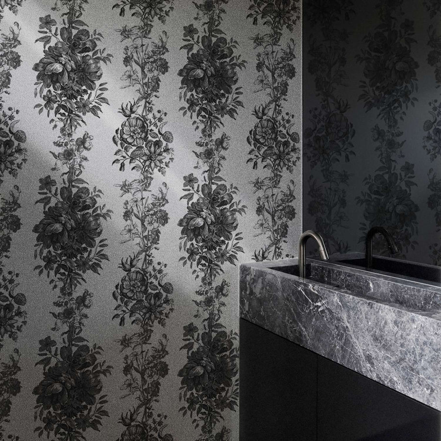 Silver Toile Pattern Metallic Wallpaper