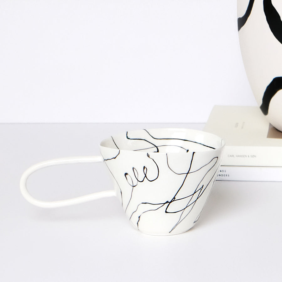 Handmade Porcelain Cup "Abstract Lines"