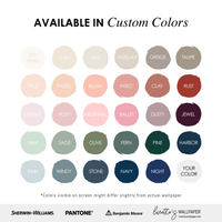 Livette's Wallpaper neutral color palette chart with elegant swatches from off-white and linen to taupe, navy and jewel tones