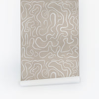 Hazelnut Funky Lines Silk Wallpaper