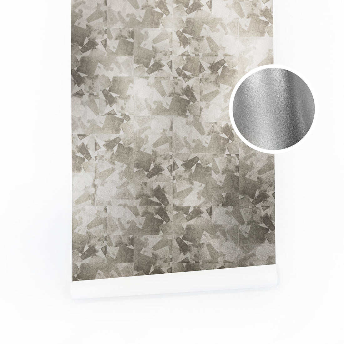 Neutral Natural Stone Texture Wallpaper in Silver Metallic