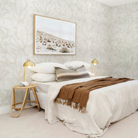 Neutral Banana Leaf Silk Wallpaper